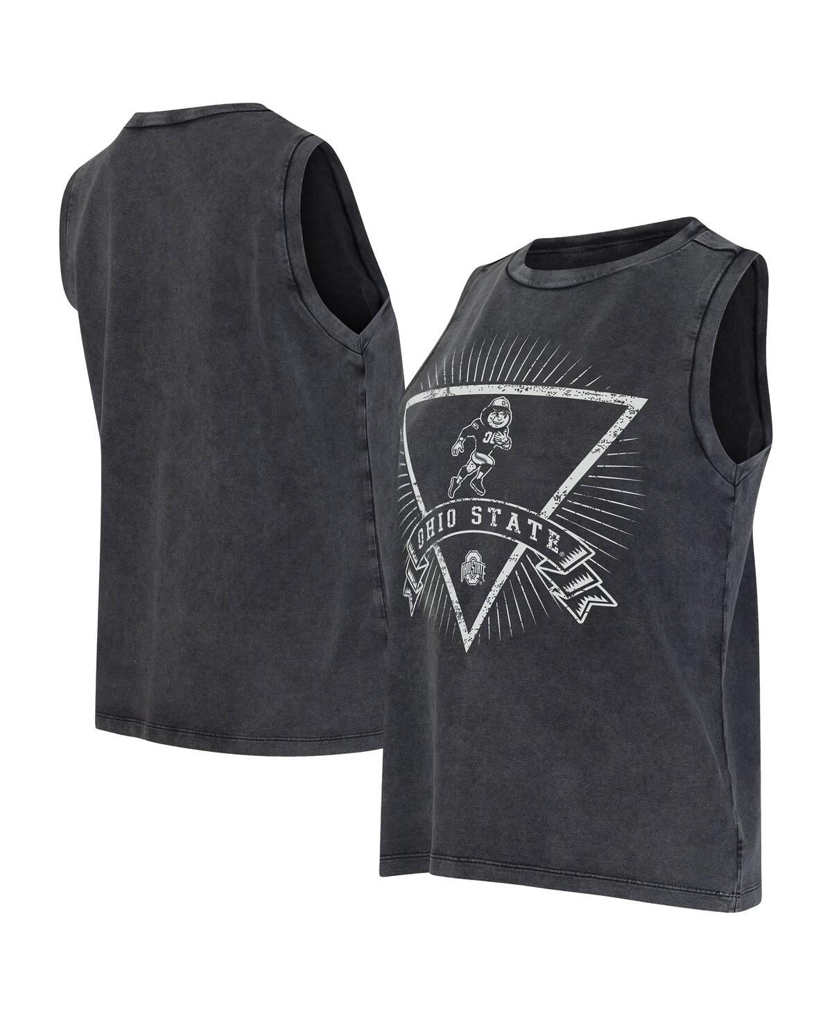 Women's Charcoal Ohio State Buckeyes Distressed Market French Terry Tank Top - Charcoal