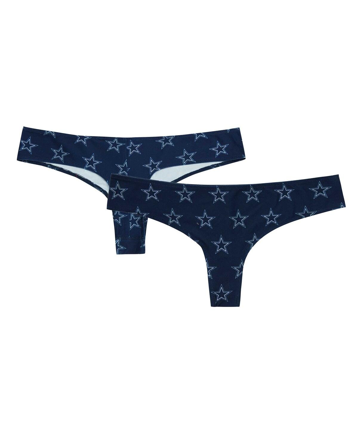 Concepts Sport Women's Navy Dallas Cowboys Record Allover Print Knit Thong In Blue