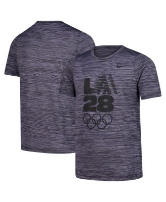 Nike - Big Boys and Girls Black LA28 2028 Summer Olympics Velocity Team Issue Performance T-Shirt