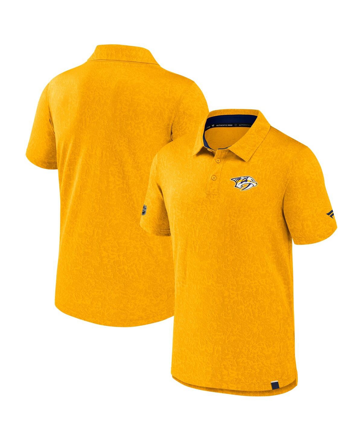 Men's Gold Nashville Predators Authentic Pro Jacquard Polo Shirt - Gold
