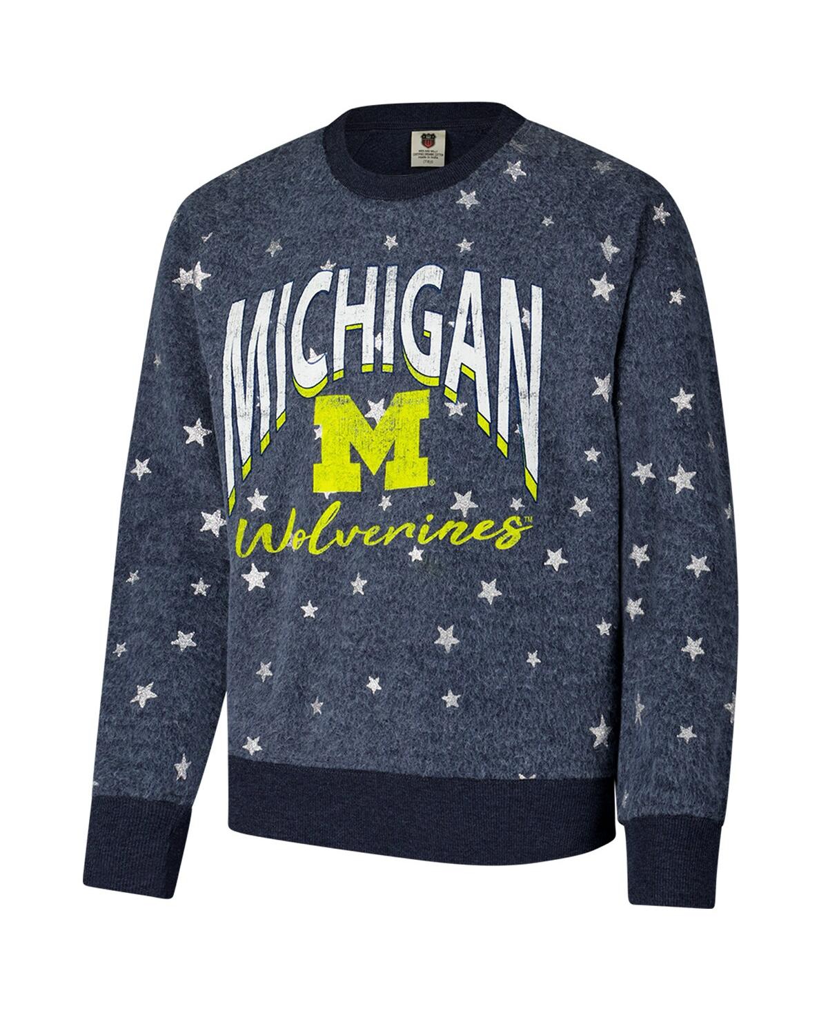 Wes & Willy Big Boys And Girls Navy Michigan Wolverines Shimmer Star Reverse Fleece Raglan Pullover Sweatshirt In Gray