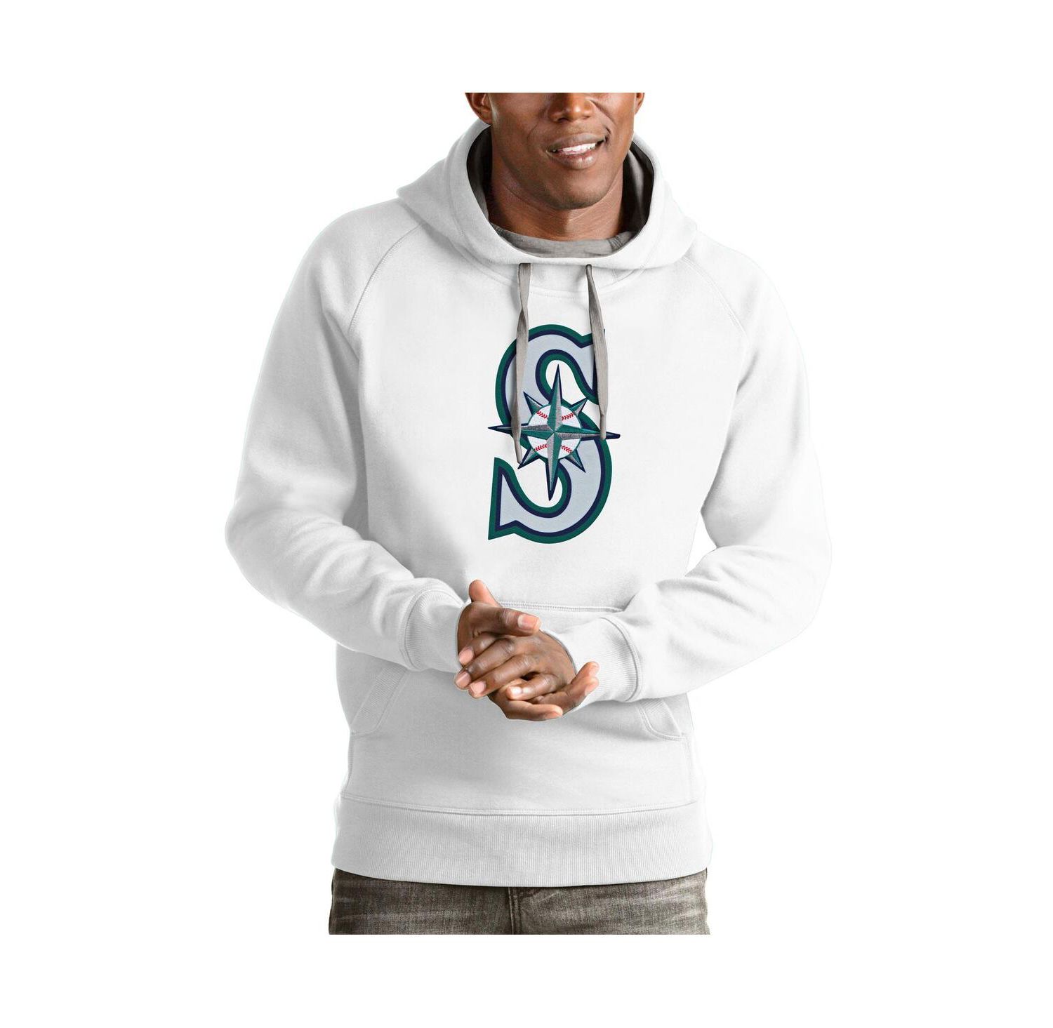 Men's White Seattle Mariners Victory Pullover Team Logo Hoodie