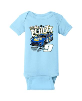 Baby Boys and Girls Light Blue Chase Elliott Car Bodysuit