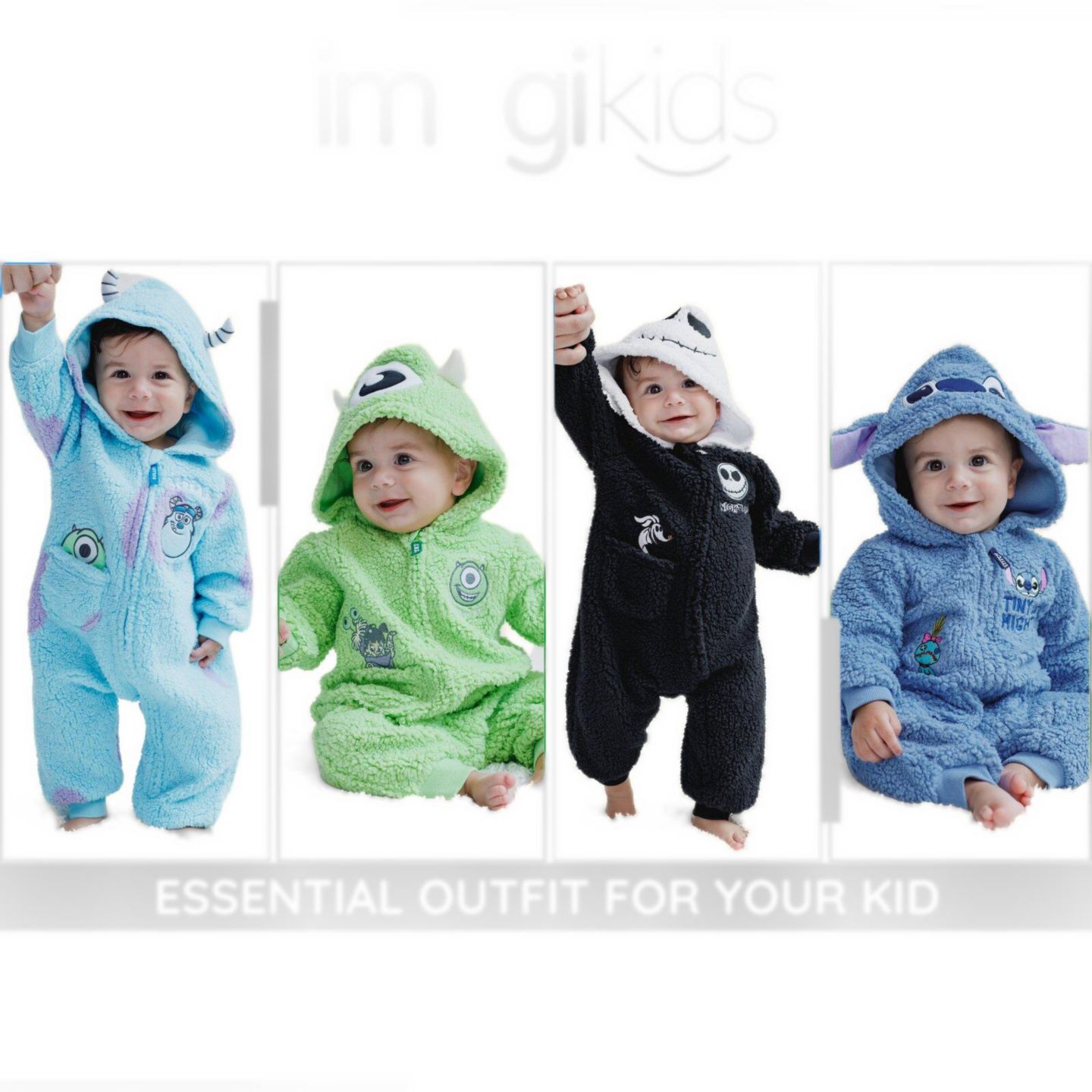 Комбинезон Monsters Inc. (Newborn - 24months) Zip Up Cosplay Coverall Cozy Sherpa для мальчиков-малышей, цвет: Зелёный — фото 3