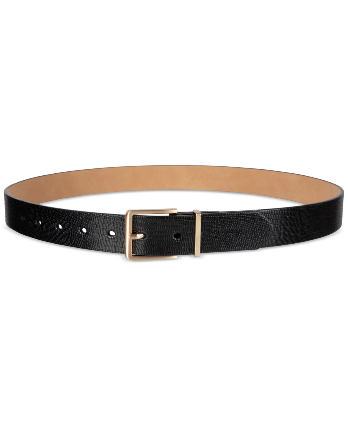 Calvin Klein 2-pc. Skinny Faux-leather & Embossed Belt Set In Black