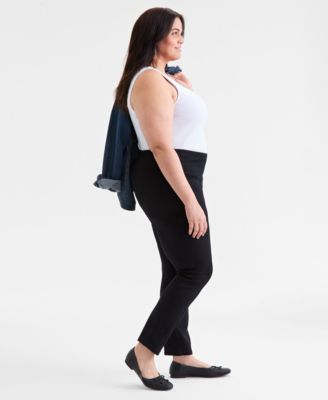 Plus Size Pull-On Pont&eacute; Knit Pants, Created for Macy's