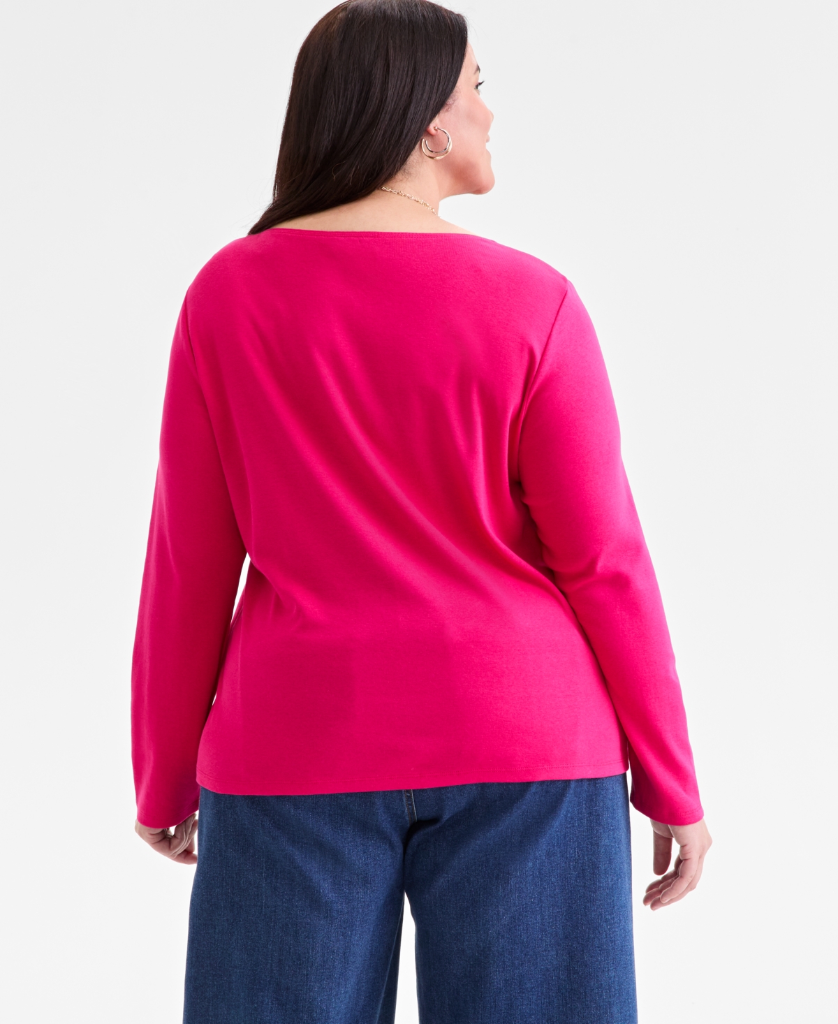 Style & Co Plus Scoop-Neck Long-Sleeve Top