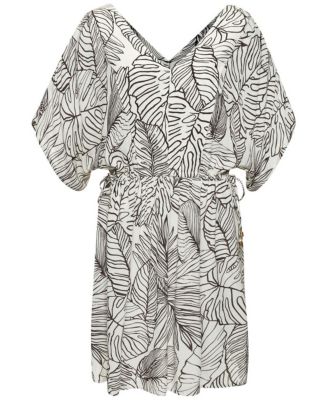 Women's Palm Print Cover up Beach Dress