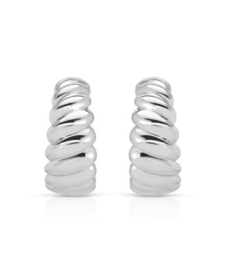 Modern Ribbed Hoops Earrings
