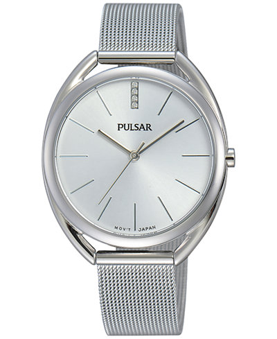 Pulsar Women's Easy Style Stainless Steel Mesh Bracelet Watch 34mm PG2041