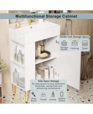 21.6" Bathroom Vanity Combo Cabinet with Single Ceramic Sink and Left Side Storage