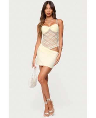 Women's Sheer Lacey Asymmetric Mini Dress