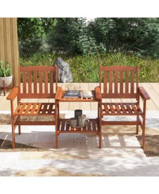 2-Piece Outdoor Bistro Set with Table and Built-In Umbrella Hole For Patio