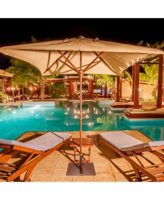 Square Weighted Patio Umbrella Base Stand 50 lbs Outdoor w/ 3 Adapters