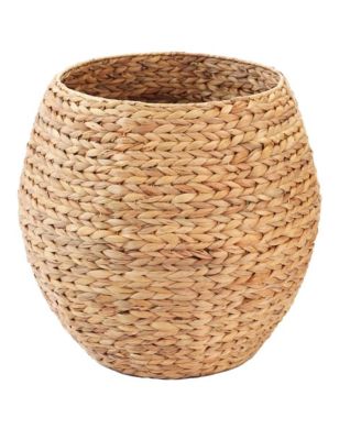 Water Hyacinth Natural Multipurpose Barrel Storage Tub with Lid, Basket for Organizing, Ottoman Stool