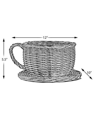 Wicker Saucer Coffee Mug Cup Decorative Gift Basket Desk Organizer