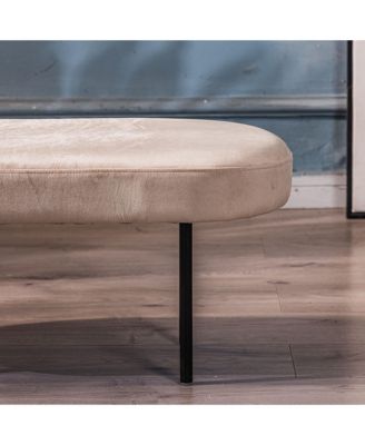- Metal and Beige Velvet Bench Modern Design Style Upholstery Entry