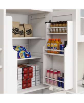 71" Pantry Cabinet with 4 Doors, Drawer and Built-in Racks for Dining Room or Kitchen