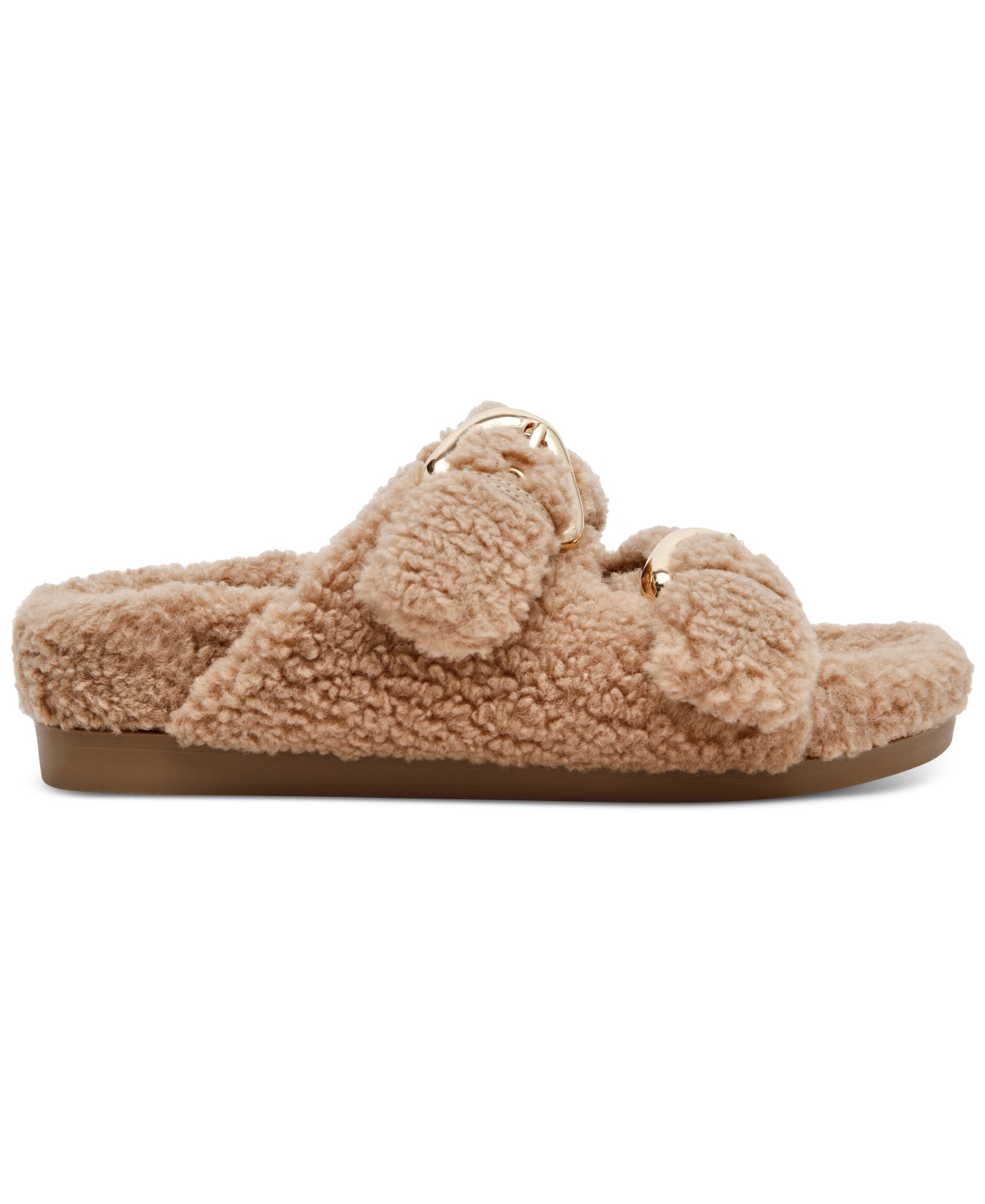 Dv Dolce Vita Women's Aldoni Plush Double-strap Slide Slippers In Brown