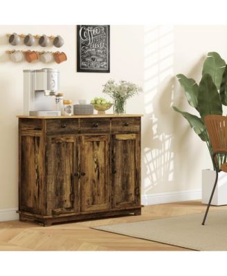 Buffet Cabinet, Bar Cabinet with 3 Drawers, Light