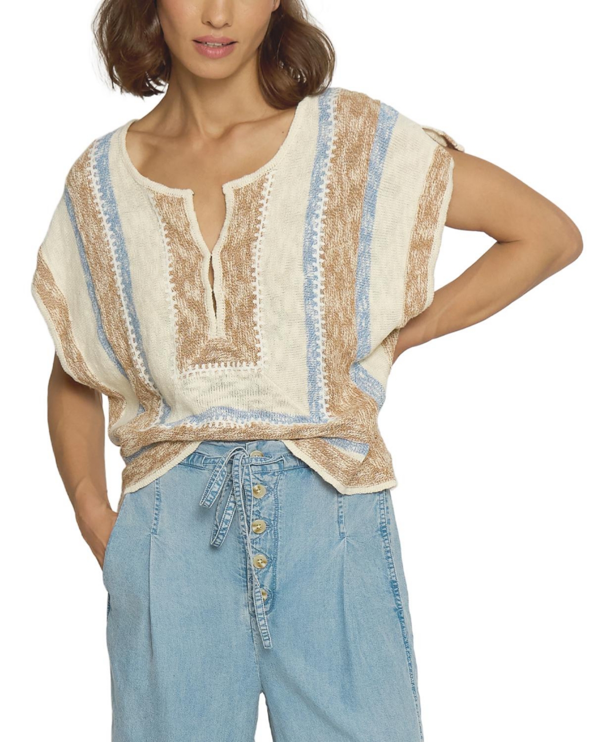 Women's Mitred Stripe Square Top - Multi