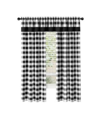Modern Country Farmhouse 3 Piece Buffalo Check Plaid Window Curtains & Valance Set - 84 in - Granny Apple Green