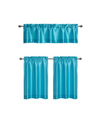 Parisian Living Complete 3 Piece Lightweight Sheer Cafe Kitchen Curtain Tier and Valance Set - Gray