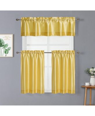 Parisian Living Complete 3 Piece Lightweight Sheer Cafe Kitchen Curtain Tier & Valance Set