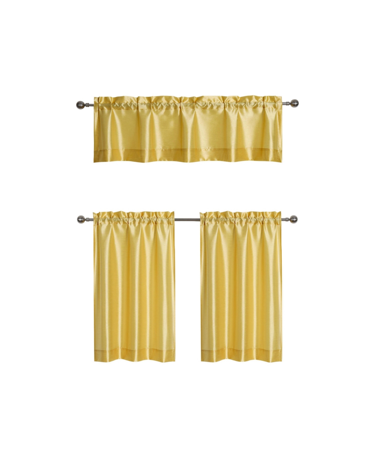 Parisian Living Complete 3 Piece Lightweight Sheer Cafe Kitchen Curtain Tier & Valance Set - Burgundy