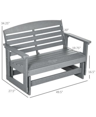 2-Person Outdoor Glider Bench Patio Double Swing Rocking Chair Loveseat w/ Slatted HDPE Frame for Backyard Garden Porch, Light Gray
