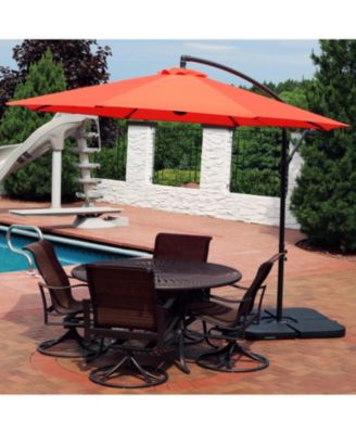 10' Outdoor Steel Offset Cantilever Pool Patio Umbrella with Square Base Set