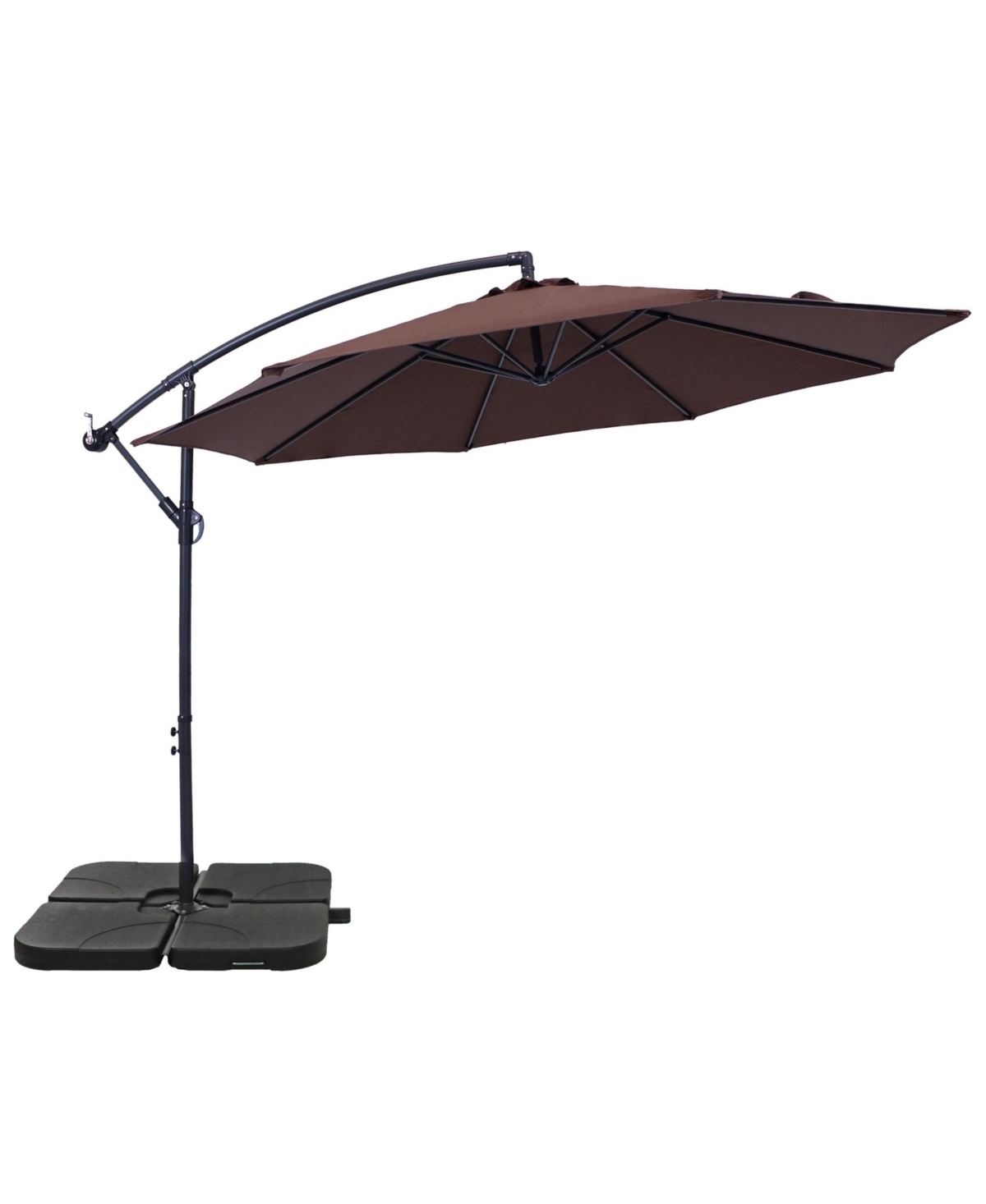 Outdoor Steel Offset Cantilever Pool Patio Umbrella with Square Base Set - 10' - Brown