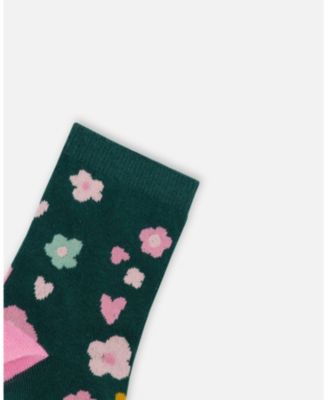 Girl 3-Pack Knit Socks Pink and Green - Toddler|Child