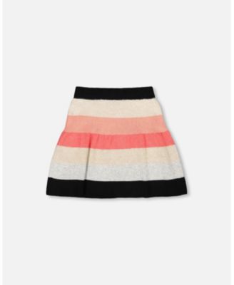 Girl Striped Knit Skirt Beige Black and Pink - Toddler|Child