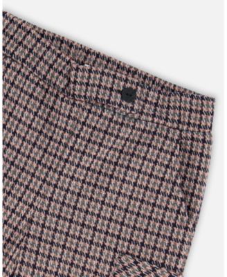 Girl Jacquard Knit Flare Pants with Houndstooth Pattern - Child