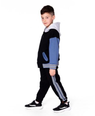 Boy Fleece Sweatpants with Side Stripes Black - Toddler|Child