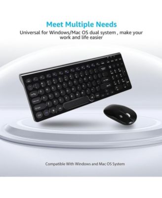 Wireless Keyboard and Mouse Combo, Wireless USB Mouse and Computer Keyboard Set, Compact and Silent for Windows Laptop, Desktop, PC- Black