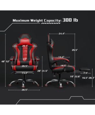 Ergonomic Gaming Chair with High Back and Slide-Out Footrest Full Black