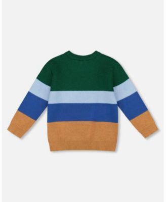 Baby Boy Long Sleeve Knit Sweater Blue, Green and Brown - Baby
