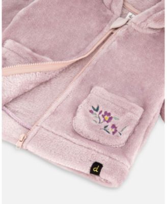 Baby Girl Hooded Zip Plush Jacket Neutral Purple - Baby