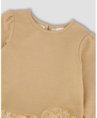 Girl Glittering Mesh Skirt Party Dress Beige - Toddler|Child