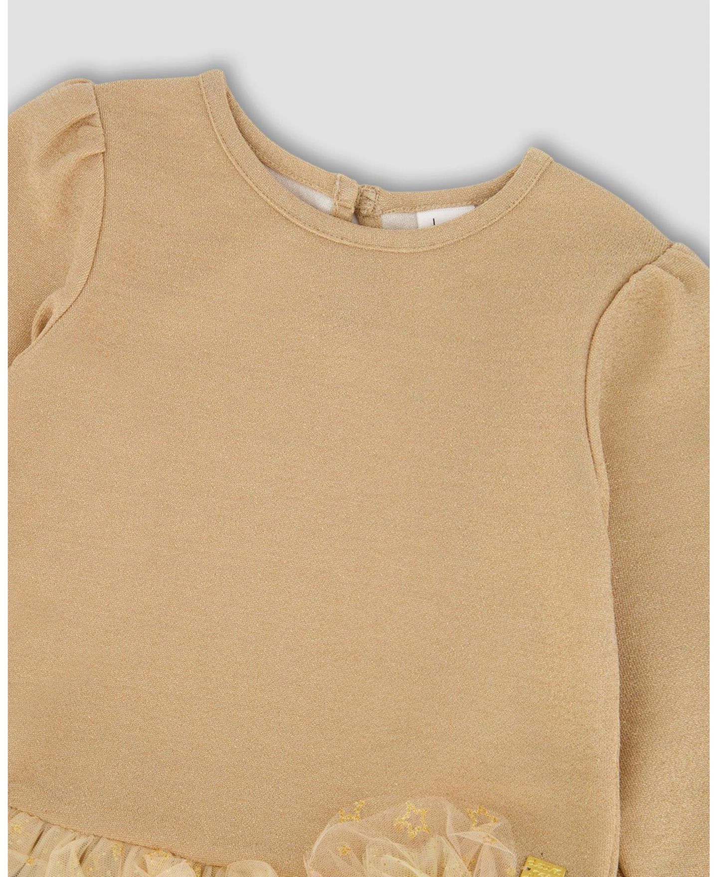 Платья Deux par Deux Glittering Mesh Skirt Party Dress Beige - Toddler Child для девочек, цвет: Бежевый — фото 2