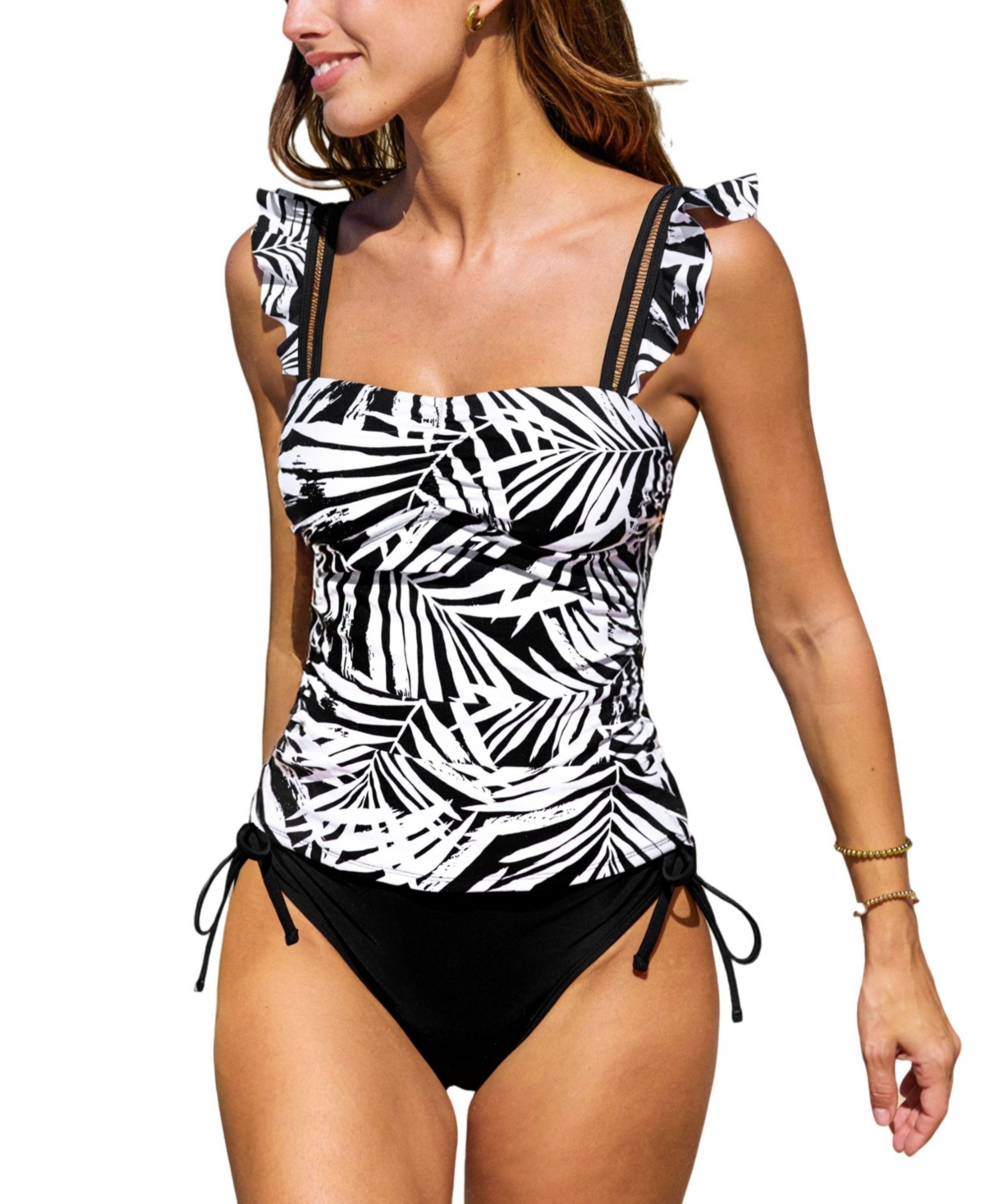 Women's Sunny Cove Square Neckline Tankini Set - Black