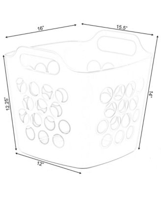 Flexible Plastic Carry Laundry Basket Holder Square Storage Hamper with Side Handles