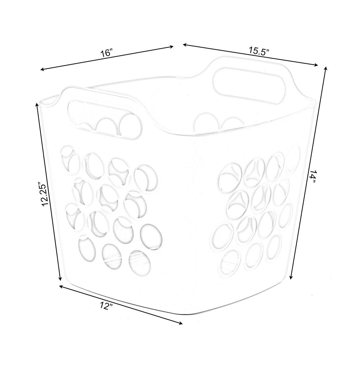 Basicwise Flexible Plastic Carry Laundry Basket Holder Square Storage Hamper with Side Handles