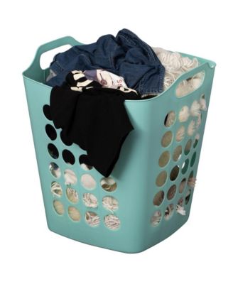 Flexible Plastic Carry Laundry Basket Holder Square Storage Hamper with Side Handles