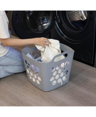 Flexible Plastic Carry Laundry Basket Holder Square Storage Hamper with Side Handles