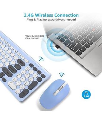 Wireless Keyboard and Mouse Combo, Wireless USB Mouse and Computer Keyboard Set, Compact and Silent for Windows Laptop, Desktop, PC- Multicolor