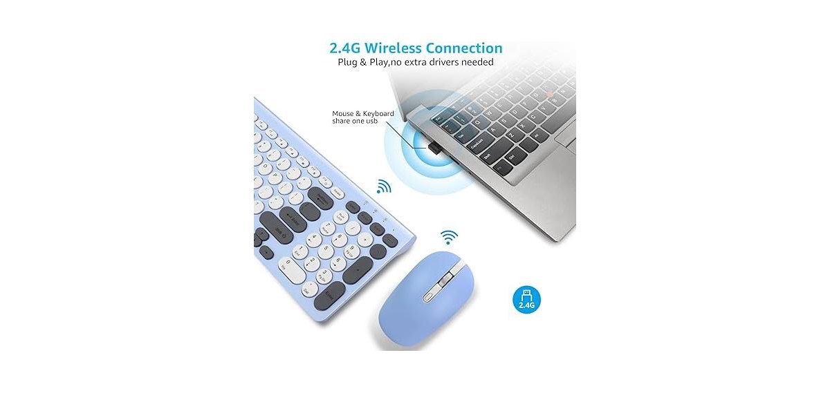risokeys Wireless Keyboard and Mouse Combo, Wireless Usb Mouse and Computer Keyboard Set, Compact and Silent for Windows Laptop, Desktop