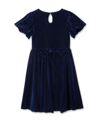 Girls Bubble Short Sleeve Velour Dress